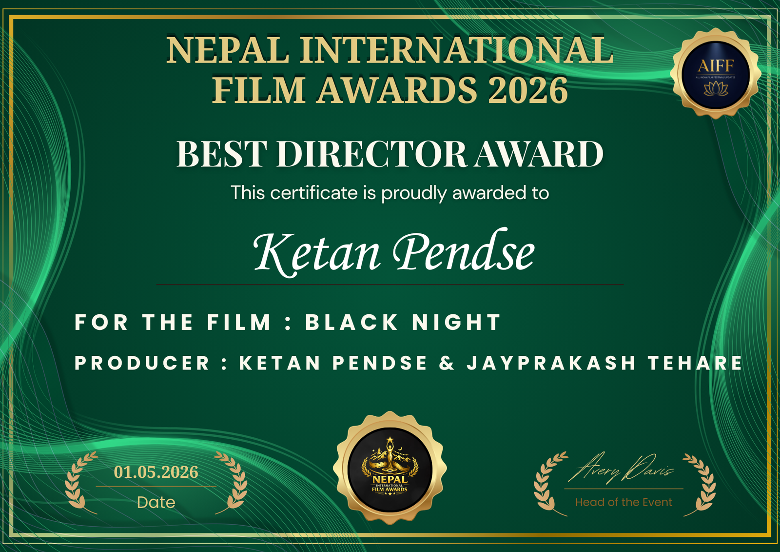 Best Actor Award โ "Black Night"